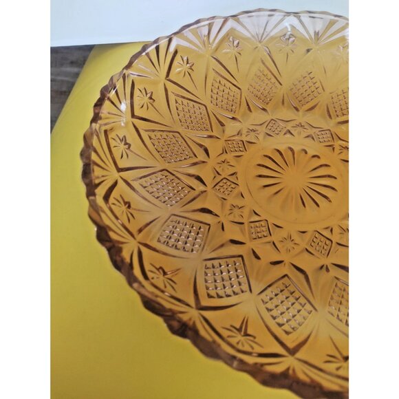 Vintage Large Iridescent Marigold Carnival Glass Bowl 12" diameter 1960's - Picture 9 of 11